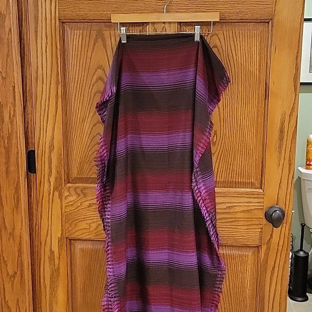 Eddie Bauer reversible scarf. The colors are brown, burgandy, and a fushia. - Picture 1 of 5
